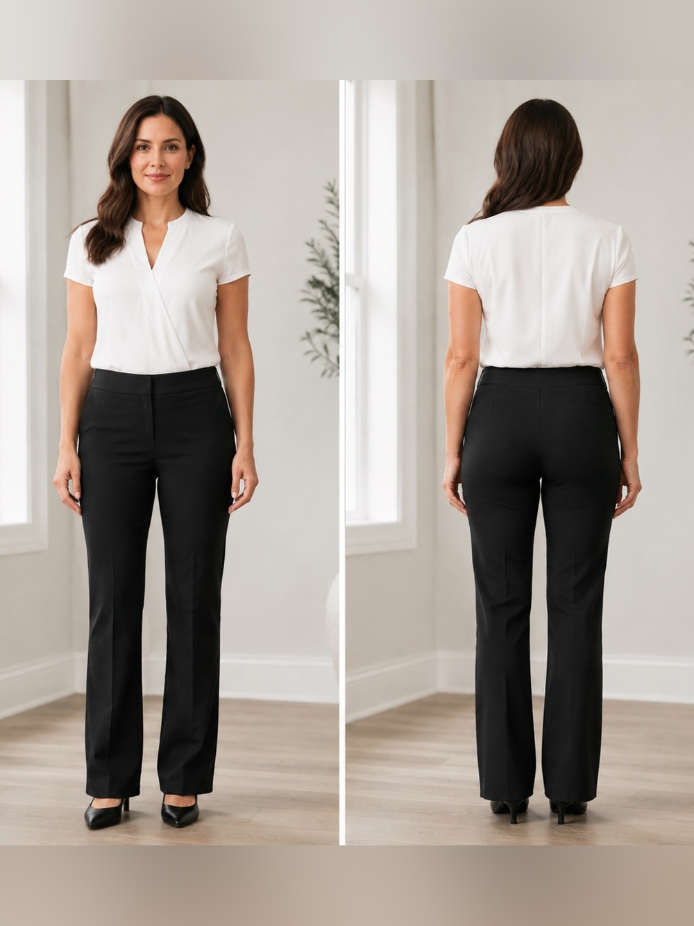 Amanda & Chelsea Black Straight Leg Stretch Dress Pants Size 8